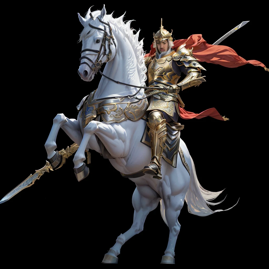 Araf White Horse,There is a man riding on it, zhao yun, heise jinyao, Horse Warrior, xianxia hero, guan yu, Keqing from genshin impact, 《Genshin Impact》Zhongli, Gold Paladin, author:Yang J, Knight carrying a great sword, Krenz Kushat and Lin Wenjun