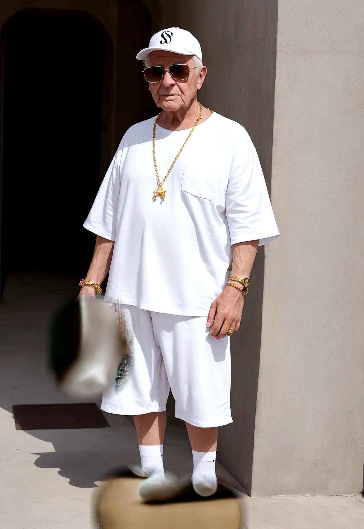 the feet are completely filled with white socks, nothing in hand