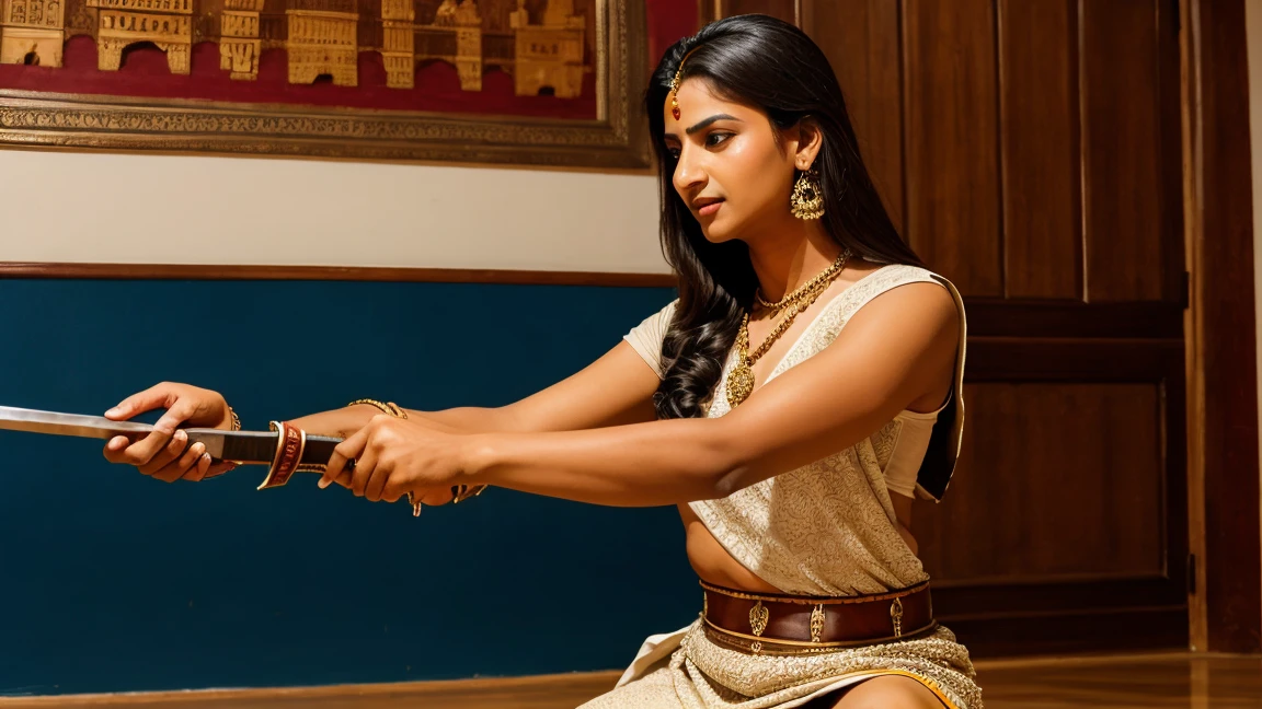 Indian Rajasthan rajput king sword practice