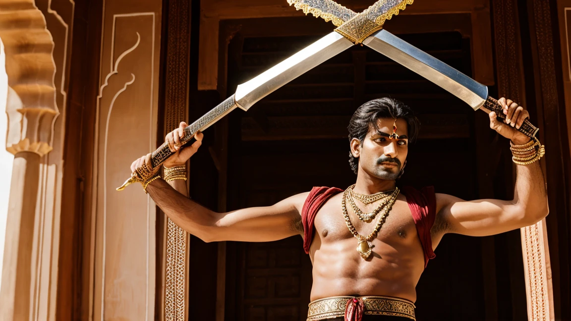 Indian Rajasthan rajput king sword practice
