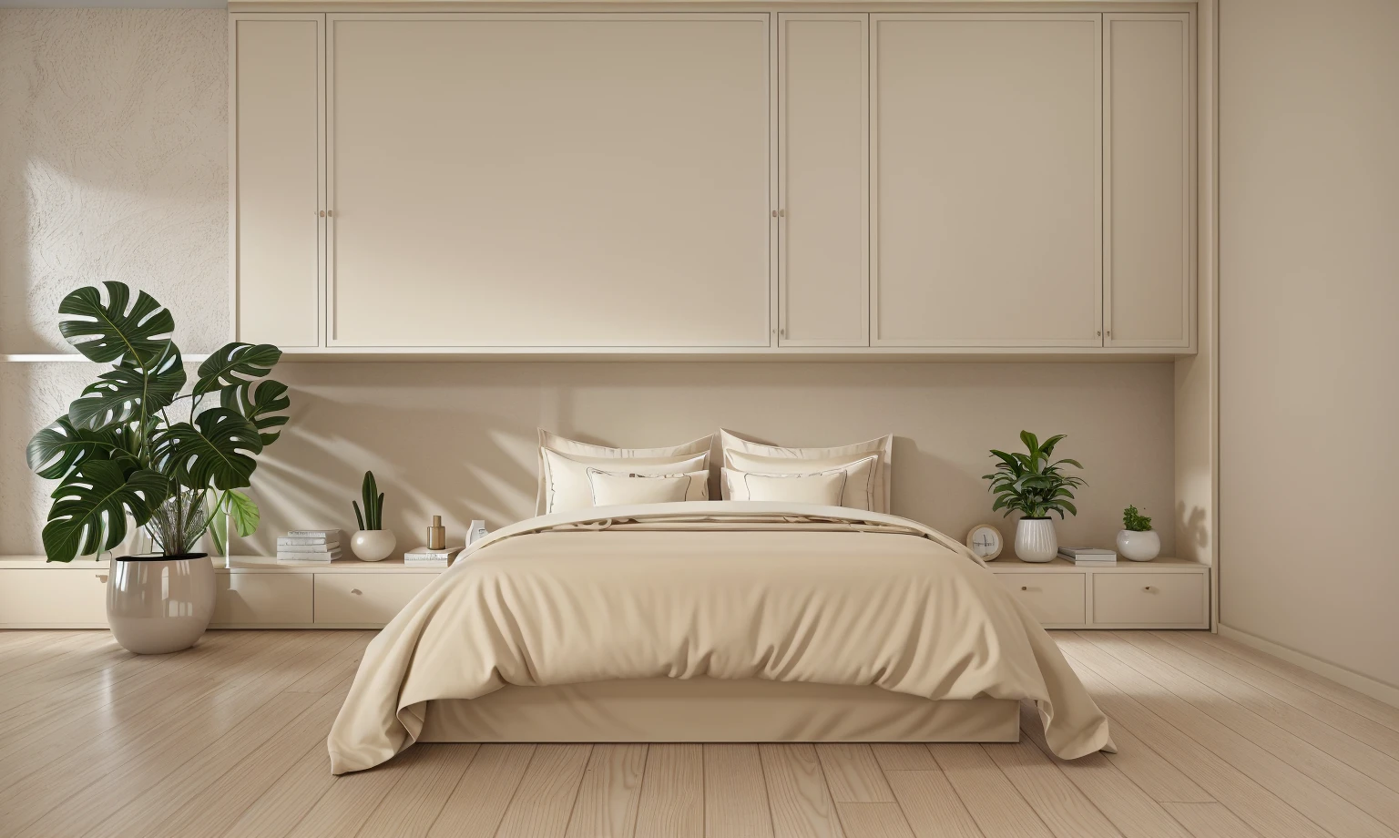 best quality, masterpiece, Interior design, cream tone, 1000k, industry style:1.2, bedroom