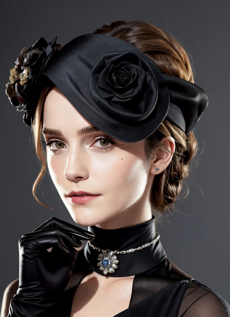 Close-up of a woman in a black dress and gloves, Gloves and jewelry. motion, Black gloves, Emma Watson(Catwoman), chaumet, chaumet style, Hand Jewelry Model Photos, ブラックキャナリー役のEmma Watson, Emma Watson(『Victorian Secrets』), Jessica Alba Women, ドリアダ役のEmma Watson, Emma Watson(cosmopolitan), Emma Watsonがグッチのモデルに