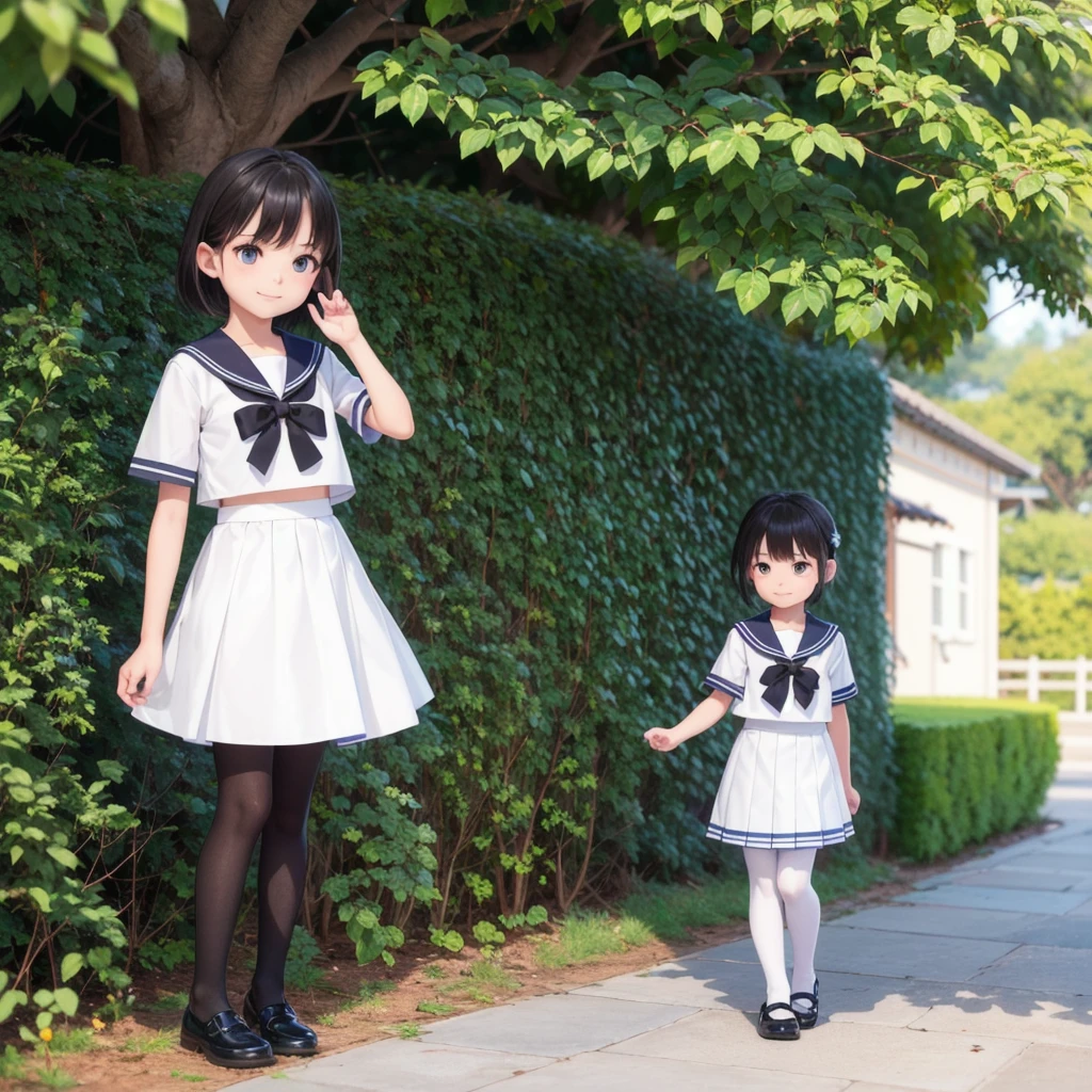 1People Girls, clear, cute, (View your viewers:1.0), detaileds sky, ((masterpiece:1.4, Highest quality)), multiple detaileds, eye shadow, SFW, (Medium Shot:1.5), Gradient eyes,
roller:addition_detailed:0.8>, (Black Pantyhose:1.2), Straight,
1People Girls, Have, Sailor, Branch Eyes, short hair, Black Hair, Sailor collar, White shirt, Semi-transparent white long skirt, Below the knee skirt, Murasa Minamitsu, hishaku、smile