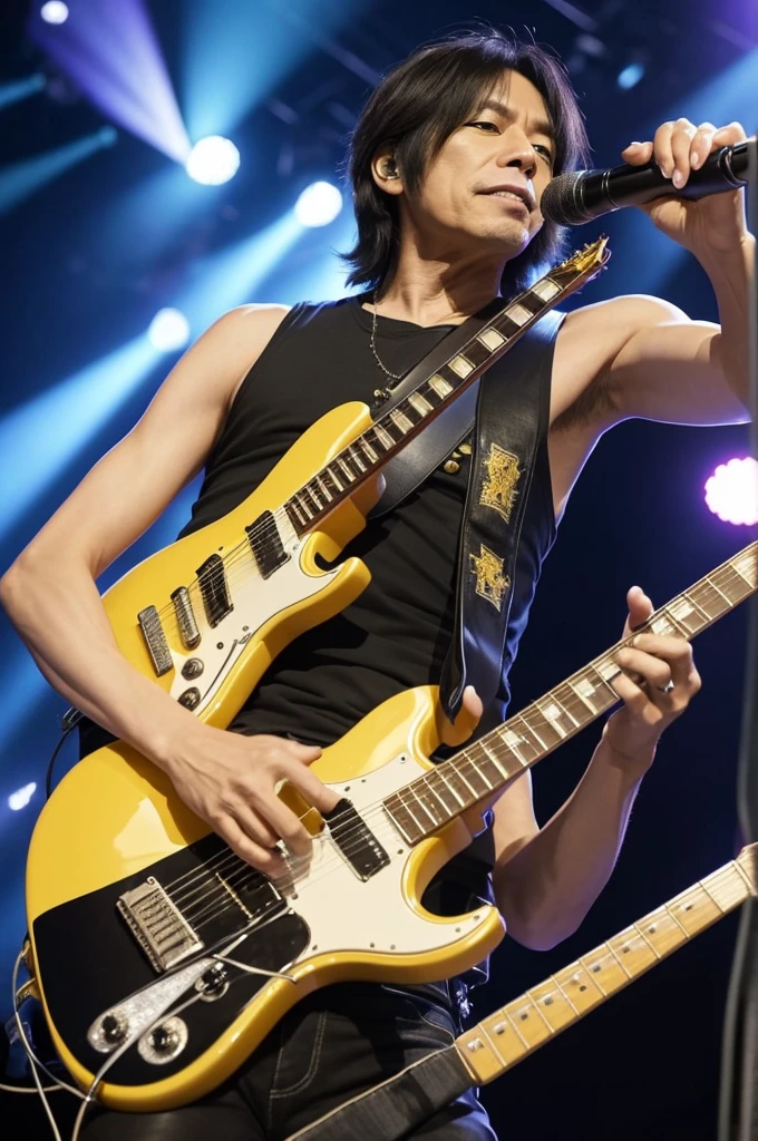 Four men in their 50s Rock band Japanese rock band THE YELLOW MONKEY performing at Tokyo Dome Song: SHINE ON Member: Kazuya Yoshii(vocal)
Eiji Kikuchi(drum)
Hideaki Kikuchi(guitar)
Yoichi Hirose(base)

