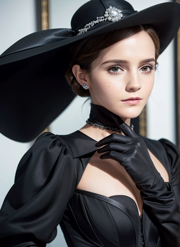 Close-up of a woman in a black dress and gloves, Gloves and jewelry. motion, Black gloves, Emma Watson(Catwoman), chaumet, chaumet style, Hand Jewelry Model Photos, ブラックキャナリー役のEmma Watson, Emma Watson(『Victorian Secrets』), Jessica Alba Women, ドリアダ役のEmma Watson, Emma Watson(cosmopolitan), Emma Watsonがグッチのモデルに