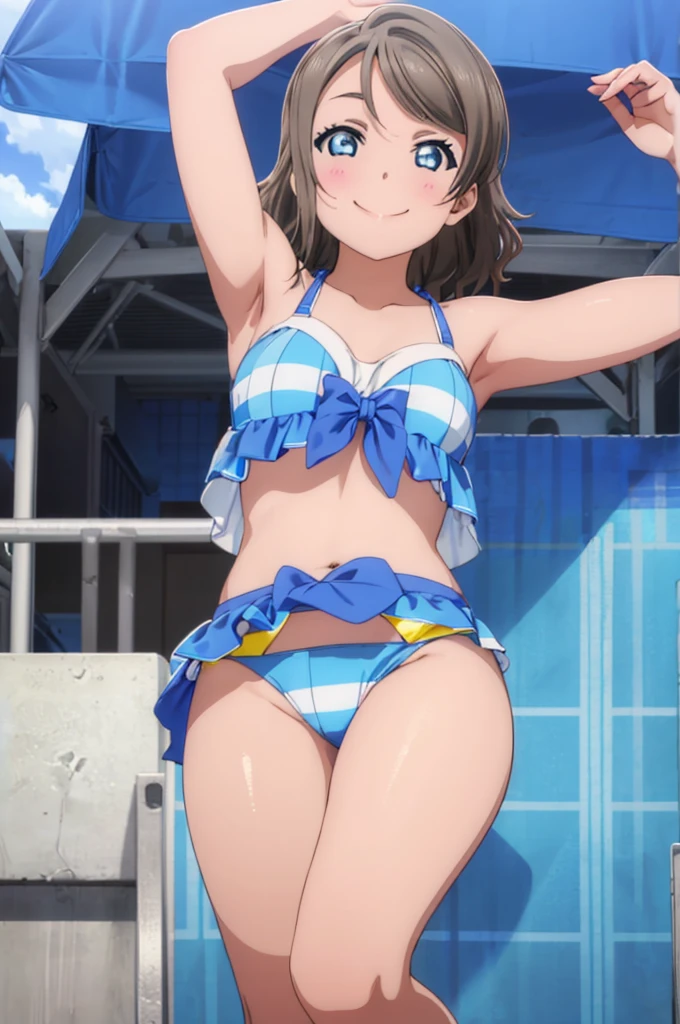 (((pixel-perfect, detail-perfect))), solo, 1girl, you watanabe, eyes azzur, smile, bikini, summer beach, armpit, big filesize, ultra High Qality