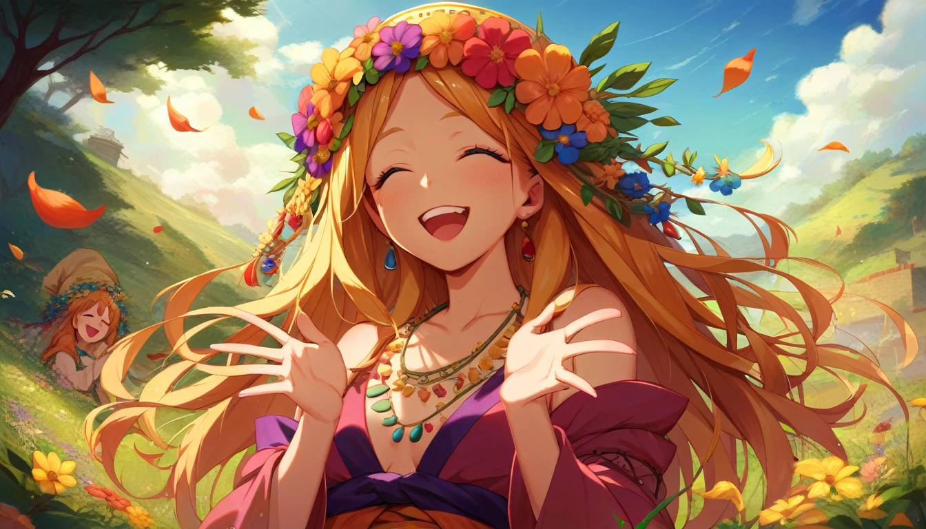 ((multiple girls:1.3)), ((moe style:1.3)), ((hippie:1.3)), ((surreal:1.3)), ((laughing:1.3)),  ((centerfold:1.3)), ((extremely feminine:1.3)), perfect hands, ((perfect face)), ((extremely cute:1.3)), ((masterpiece)), ((8k)), ((best quality)), ((beautiful)), ((extremely detailed:1.3)) , ((absurdres)), AddXL, ((score_9:1.3)), ((score_8_up:1.3)), ((score_7_up:1.3)),