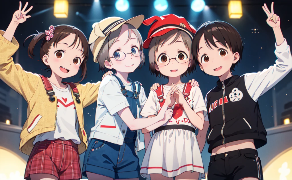 masterpiece,high quality,
4 people,
Ad Base,4 people,
(Imatsuri:1.2),hat,fake animal ears,Long sleeve,dress,Contorting the mouth,PAW Pose,
ADDCOL,4 people,
(Imiu:1.2),Jacket,skirt,Expressionless,Tilt your head,
ADDCOL,4 people,
(Belief:1.2),white dress,Short sleeve,Put your arms behind your back,light smile,
ADDCOL,4 people,
(Imuchika:1.2),smile,Overalls,Short sleeve,Double V,