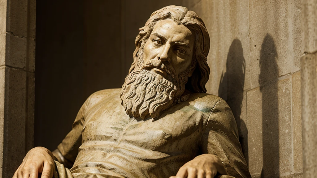 "Man resembling a philosopher statue."