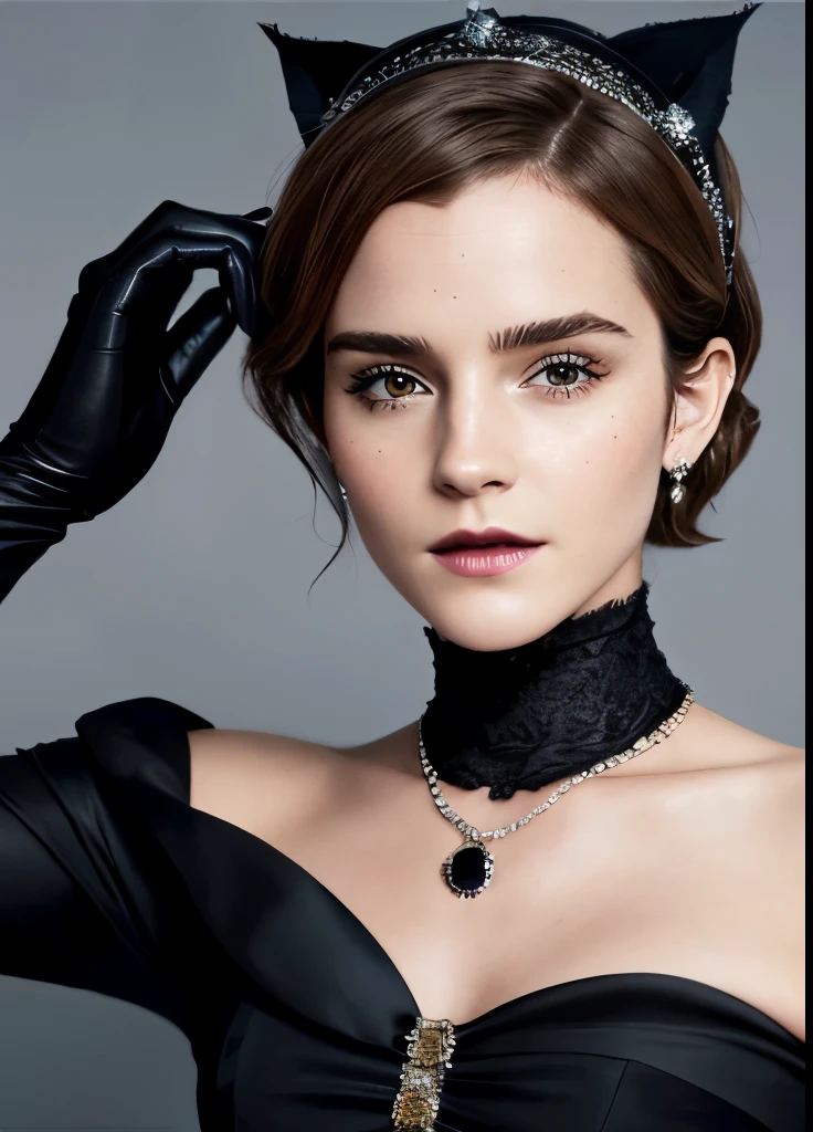 Close-up of a woman in a black dress and gloves, Gloves and jewelry. motion, Black gloves, Emma Watson(Catwoman), chaumet, chaumet style, Hand Jewelry Model Photos, ブラックキャナリー役のEmma Watson, Emma Watson(『Victorian Secrets』), Jessica Alba Women, ドリアダ役のEmma Watson, Emma Watson(cosmopolitan), Emma Watsonがグッチのモデルに