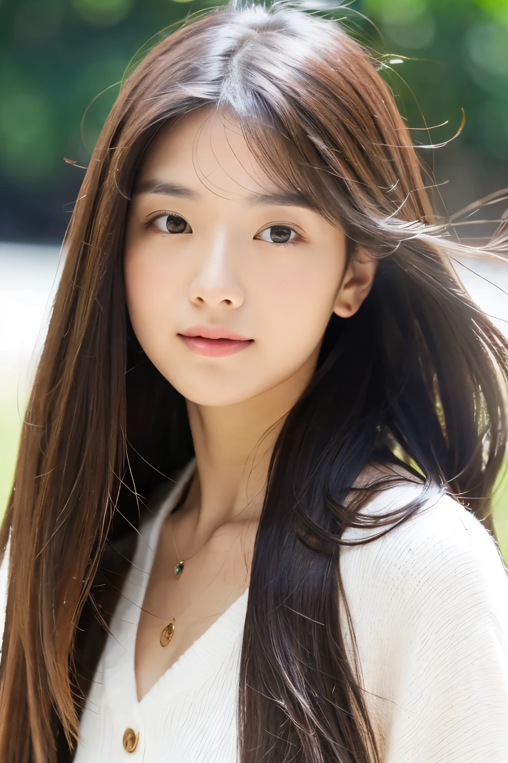 Oval face long hair white skin