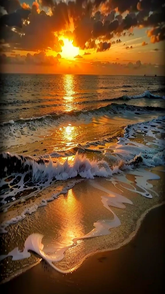 Amazing sunset on the beach, Orange mix, pink, The sky is full. The crystal clear waters of the sea gently kiss the coast, Endless white sand beaches. The scene is full of movement,Breathtaking, Soaring seagulls and swaying palm trees. Enjoy the calm atmosphere、peace of mind。.