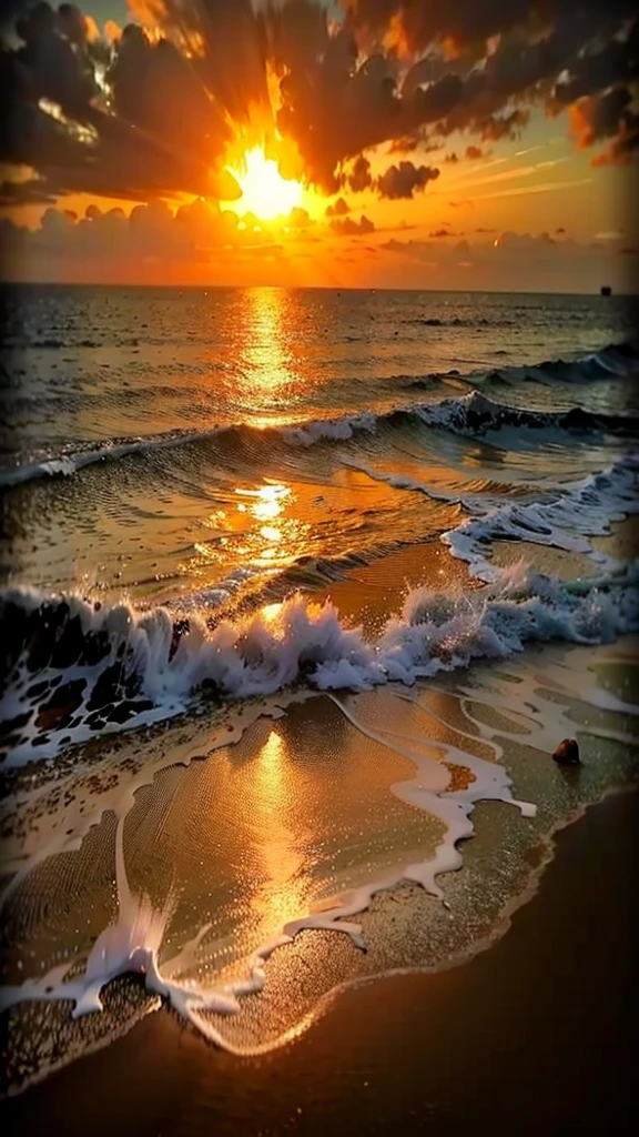 Amazing sunset on the beach, Orange mix, pink, The sky is full. The crystal clear waters of the sea gently kiss the coast, Endless white sand beaches. The scene is full of movement,Breathtaking, Soaring seagulls and swaying palm trees. Enjoy the calm atmosphere、peace of mind。.