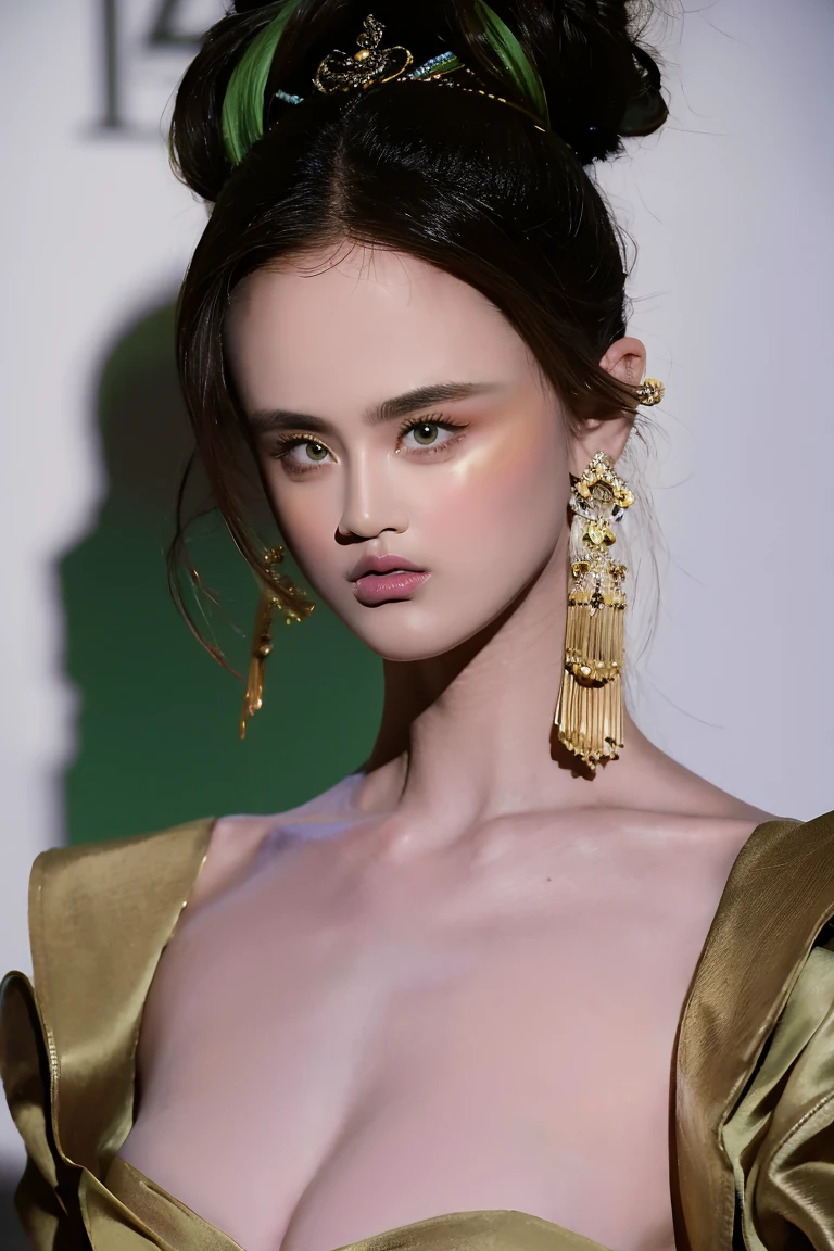 smol_face person,(masterpiece, best quality:1.2), solo,elegant girl, striking pose, exquisite detailed features, piercing eyes, sharp nose, sensual lips, ornate clothing, symmetrical composition, cinematic lighting, dramatic chiaroscuro, rich color palette, high contrast, digital art, photorealistic,xianxia,anatomical correct:2,green,blue,yellow,
