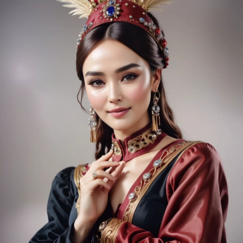 Kazakh national clothes are beautiful , Style Art