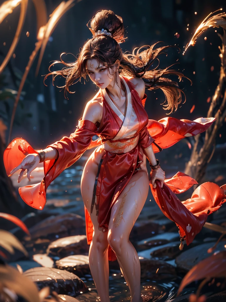 (ultra realistic photo, masterpiece of Nezuko kamado goddess of beauty, ultra detailed, glowing purple eyes), beautiful detailed face, paint, angry, excited angry expression, 8k, UHD, she has glowing purple eyes, ((hot boobs ultra gigantic nude, huge long breasts sticking out of the kimono)), erotic, she is naked, (slim and curved body, muscular abdomen, with huge long black hair and orange tips), ((sexy pink Japanese kimono, thong stuck in her pussy, pubic hair showing)), perfect curved body, Nezuko ultra-thin micro swimsuit showing pussy, pert ass, legs open, haggard, (Nezuko, Nezuko-chan, Demon Slayer art style, kimetsu no yaiba ), Sexy female anime character, (Nezuko, in her demon form, Huge breasts, giant long breasts sticking out of her clothes, her breasts sticking out of her kimono, showing her beautiful pointy breasts), (length of ultra giant breasts goes down to her toned belly, she has leaf tattoos running down her sexy erotic naked body), futuristic micro underwear, Demon Slayer rui fanart, wielding kunai, Marin Kitagawa Fanart, clean and detailed anime art, a very beautiful berserker woman, by Kamagurka, professional art, perfect detail, (Nezuko Kamado in her demonic form showing her giant and hairy pussy, based on the Demon Slayer kimetsu no yaiba), professional photo taken up close, juicy, succubus, naughty, showing pussy, porn, micro panties tucked in showing part of her big pussy, she is (naked), great clear lighting on her body), (((transparent micro panties, showing giant smooth pussy tucked in, pussy))), little sun mark on her private parts, marked pussy. environment: dark, purple lightning, purple thunder, lightning