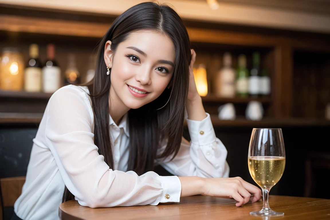 ((Highest quality、8K、masterpiece:1.3))、最高のsmile、1 male 1 female、Beautiful couple、love love love、slimな恋人、Good friends、actressカップル、smile、Full-course dinner at a packed table、Brown Hair Couple、The body is slim、((Bob Hale、Straight hair:1.2)), (Realistic, Intricate details:1.2), テーブルの上のwine glass、Shine light on your face、 Amazing view of the sunset sky and clouds、Amazing mountain views、A bright smile、The wonderfulness of smile、Bright image、The beauty of wine, Beautiful Face, blue eyes, The light shines on your face, Blushing, short hair,Bright Face、 (Age 37), 39 years old, red wine 、Appetizers、Italian food、Wine bottle、Champagne、sparkling wine、Two beauties、Brown Hair、Shortcuts、Long sleeve shirt、dress、Beautiful woman 1, (slimな顔), (The body is slim), (Brown Hair), (Shortcuts), cheeks turn a little red,Attractive beauty、restaurant, In a prominent place (From the waist up) Nova Frog Style, actress, model, Upper Body, White wine, slim, wine glass, A wine glass placed in the center, smile, (smile: 1.15), Beautiful fine grain, Depth f/2,saturation, High Contrast, Strong light and shadow,Moist Body:1.5、3D texture、Delicate eyes、Brown Hair、The hair is very shiny、
