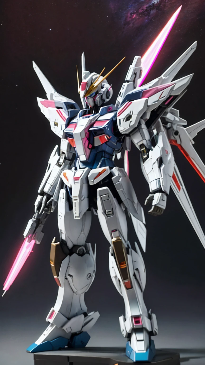 universe space、Pink light effect、Strike Freedom、front、Floating