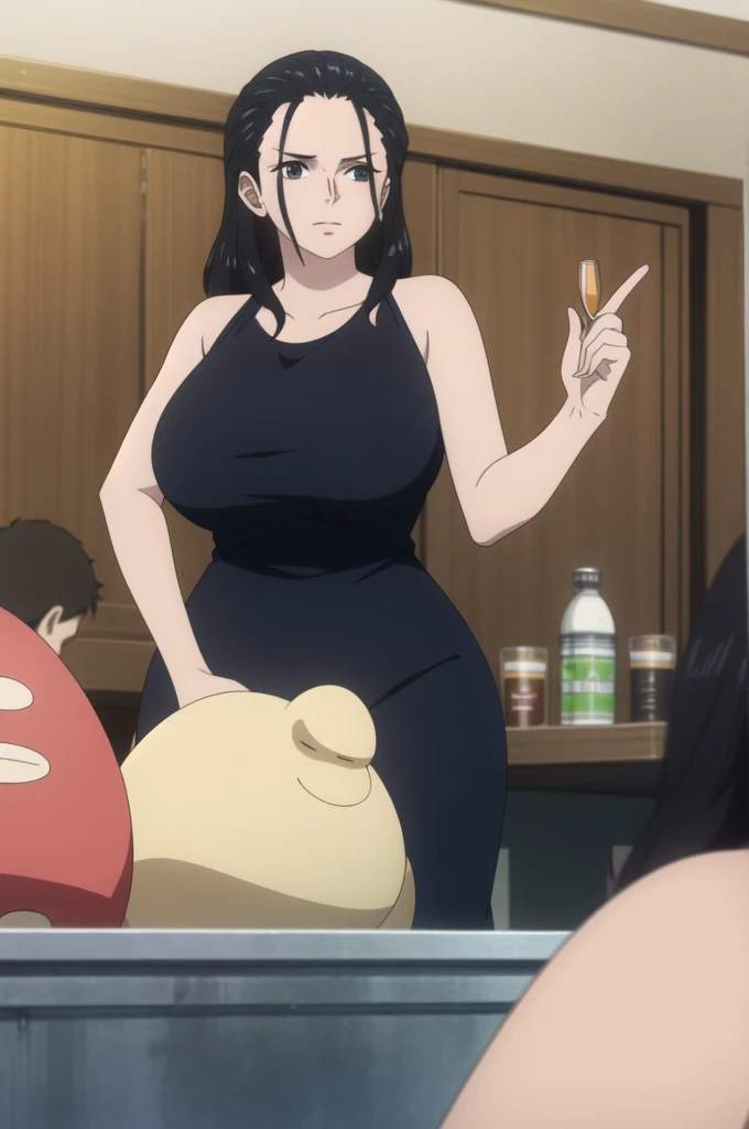 nicorob, slicked back hair, large breasts, mature, obese