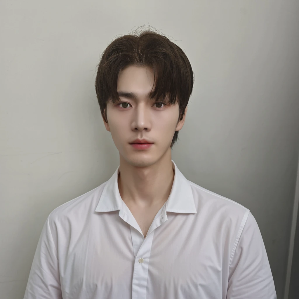 Best Quality, 8k, Masterpiece, (Portrait: 1.3), (photo realistic:1.4), (hyper realistic:1.4), Sharp Focus, looking at viewer, (smoother lighting:1.1), (increase cinematic lighting quality:0.9), realistic lighting, backlighting, light on face, ray trace, (brightening light:1.2), (Increase quality:1.4), sharp detail, (best quality real texture skin:1.4), finely detailed eyes, black_eyes, finely detailed face, 25 year old Korean man