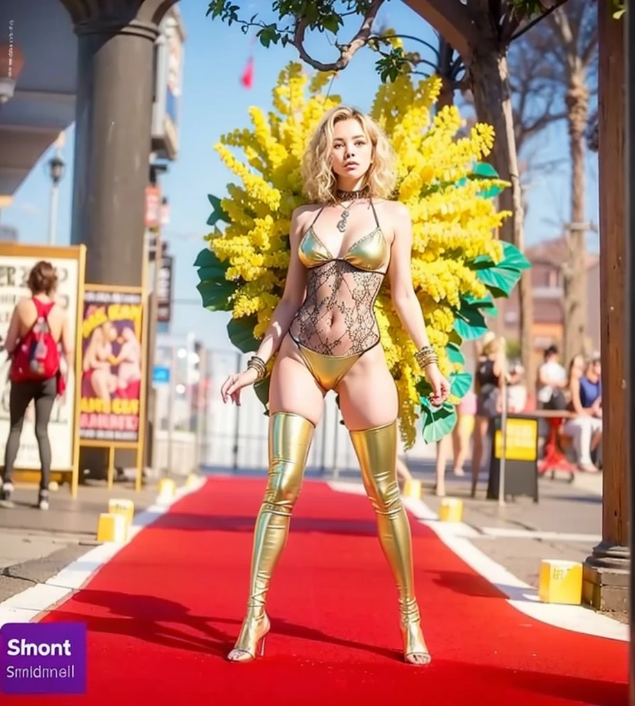 Cute 18 year old girl, Carnival  Woman suit, short curly hair, blonde hair, beautiful face, rain, roof, masterpiece, exquisite details, perfect , fighting stance Realistic