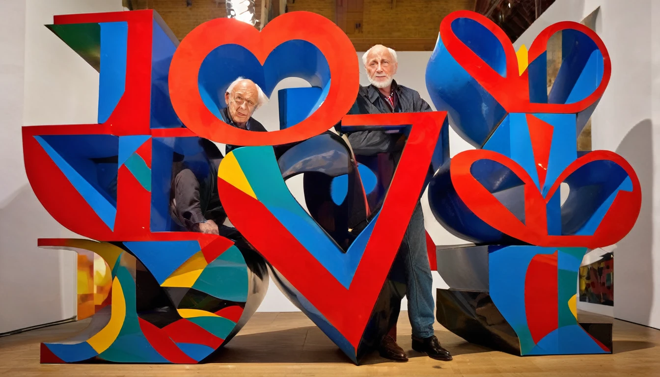 Robert Indiana creates sculpture - Heart