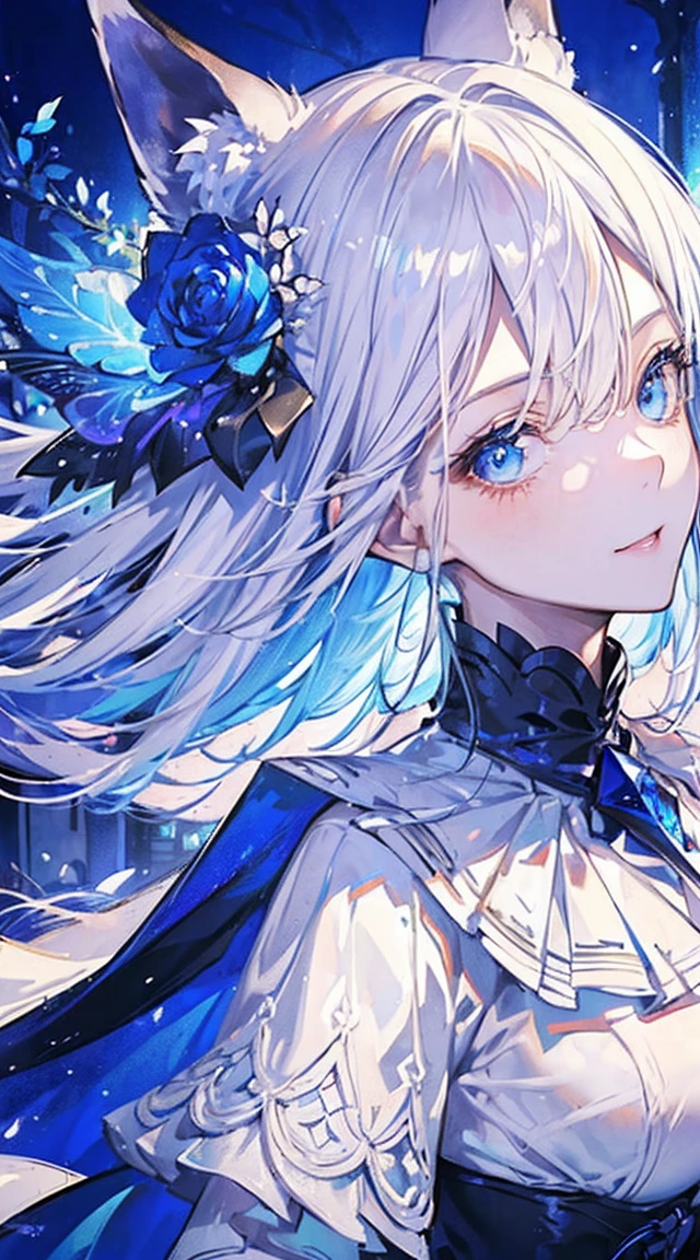 ((masterpiece:1.2)), ((Highest quality)), Highly detailed illustration style, Detailed skin texture, The texture of the fabric is delicate, Very detailed explanation, (masterpiece), Very beautiful illustration, The face is very detailed, RAW写real, Professional, Ultra-fine painting, Intricate details, Super Detail, Intricate decorative details, Perfect Anatomy, real, (Super beautiful and cool blue-eyed silver fox girl dressed as a fashion model), ((Beautiful silver fox ears)), (Beautiful silver fox tail), Beautiful big boobs, (Beautiful and shiny silver hair), (Beautiful clear blue eyes), (Exquisite, Beautiful and clear eyes:1.6), ((Rich in details、Exquisite autumn and winter fashion brand clothing)), smile, ((Model walking)), ((look at me)), ((Daytime)), (A beautiful collection detailing special places in Paris), (8KHighest quality壁紙), (Very meticulous、Beautiful background)