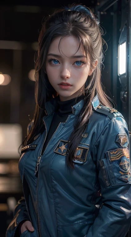 (8K,1080P,textura Realist de la piel,Realist,masterpiece, La Highest quality,High resolution,High resolution:1.5),,Araffes in military uniform standing in front of a Fighter, Pilot Girl, Perfect military composure, かわいいPilot Girl, (SEXY PILOT SUIT, uniform, uniformを着る), Fighter, Aircraft carrier scene, On an aircraft carrier, アメリカair force, air force, military girl, Top Gun Maverick, Fighter, Sexy military pilot outfit, Bae Suzy, Top Gun,Ultra HD, 8K, 1080P.Unreal Engine:1.4,Ultra HD,La Highest quality:1.4, fotorRealist:1.4, Skin Texture:1.4, masterpiece:1.8,First Job, Highest quality,(Beautifully detailed eye depiction),(blue eyes:1.4),(Cinematic:1.4),(白い迷彩uniform:1.4),(Cyberpunk AI1.4),(Cinematic lighting:1.4)