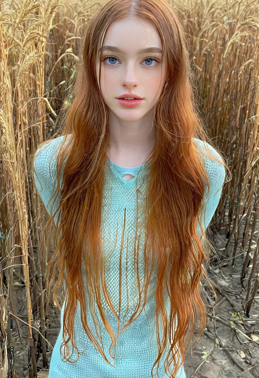 ((intricate details, pale skin)), solo, very detailed, detailed face, very long hair, picture of a beautiful young woman, dasha_taran, sfw, ((natural orange hair)), High Definition RAW Photography, 16k photography, (full body, zoomed out), perfect body, athletic, standing, delicate facial features, pretty face, detailed full body, visible from head to knees, (bright sky-blue eyes:1.2), mesmerizing eyes, emotive longing expression, (cinematic, film grain:1.1), (character repair: face),