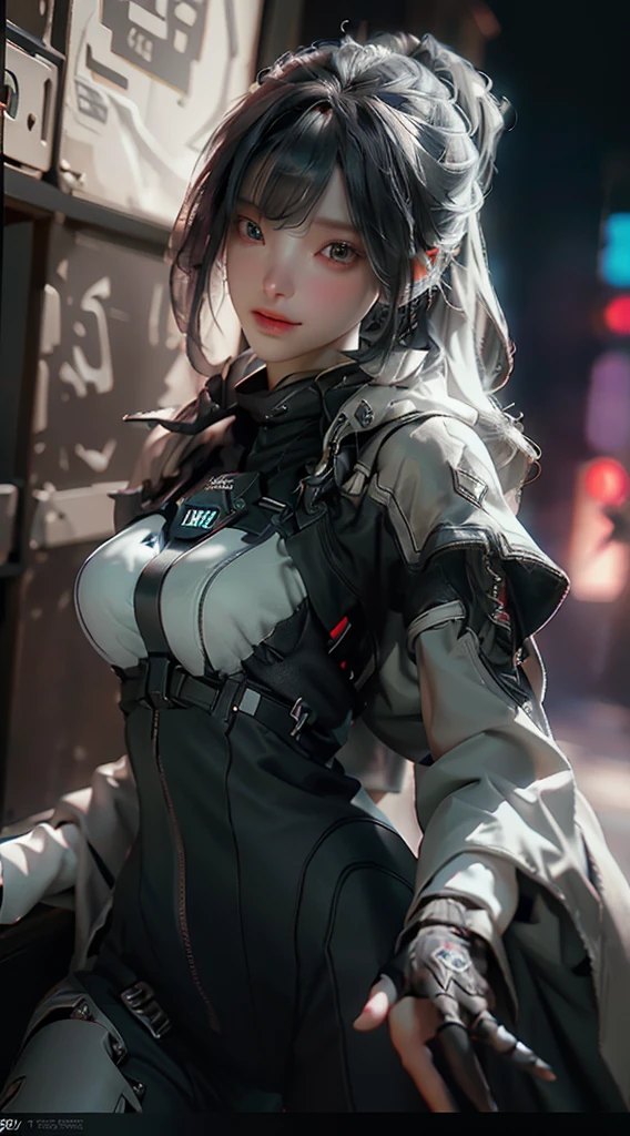 ((Best quality)), ((masterpiece)), (detailed:1.4), 3D, an image of a beautiful cyberpunk female,HDR (High Dynamic Range),Ray Tracing,NVIDIA RTX,Super-Resolution,Unreal 5,Subsurface scattering,PBR Texturing,Post-processing,Anisotropic Filtering,Depth-of-field,Maximum clarity and sharpness,Multi-layered textures,Albedo and Specular maps,Surface shading,Accurate simulation of light-material interaction,Perfect proportions,Octane Render,Two-tone lighting,Wide aperture,Low ISO,White balance,Rule of thirds,8K RAW,