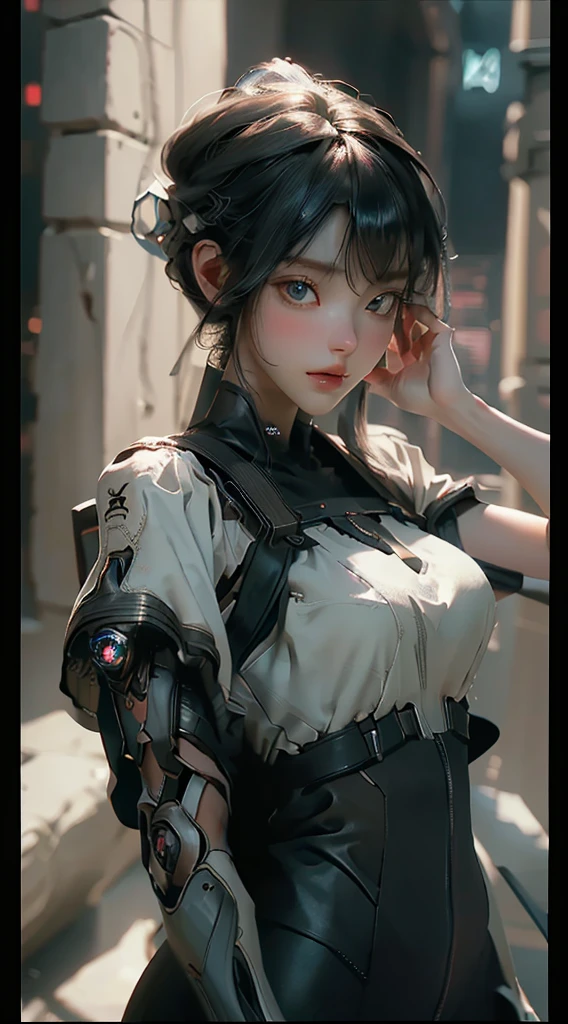 ((Best quality)), ((masterpiece)), (detailed:1.4), 3D, an image of a beautiful cyberpunk female,HDR (High Dynamic Range),Ray Tracing,NVIDIA RTX,Super-Resolution,Unreal 5,Subsurface scattering,PBR Texturing,Post-processing,Anisotropic Filtering,Depth-of-field,Maximum clarity and sharpness,Multi-layered textures,Albedo and Specular maps,Surface shading,Accurate simulation of light-material interaction,Perfect proportions,Octane Render,Two-tone lighting,Wide aperture,Low ISO,White balance,Rule of thirds,8K RAW,
