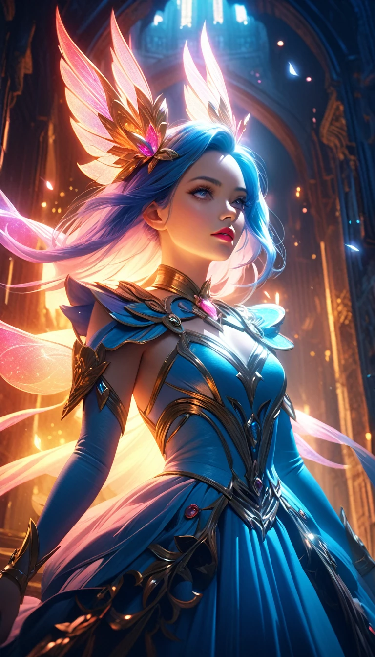 a magical girl, beautiful detailed eyes, beautiful detailed lips, extremely detailed face, long eyelashes, elaborate fantasy dress, intricate jewelry, fantasy landscape, glowing magic aura, ethereal lighting, vibrant colors, dramatic lighting, cinematic composition, (best quality,4k,8k,highres,masterpiece:1.2),ultra-detailed,(realistic,photorealistic,photo-realistic:1.37)