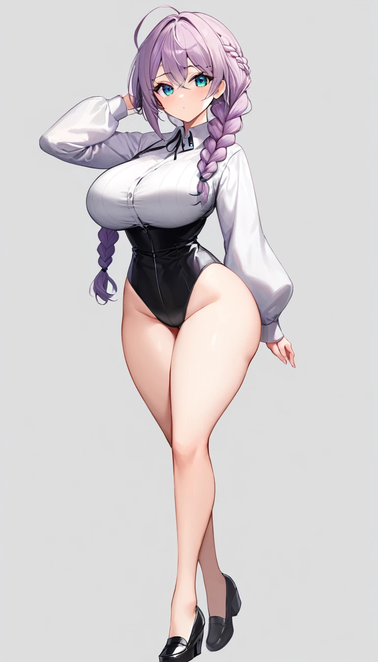 score_9, score_8_up, score_7_up, 1 female, full body, adult, mature female, late 30s, extremely detailed face, extremely detailed eyes, masterpiece, best quality, ultra-detailed, transparent background, visual novel character, facing viewer, looking to viewer, full body, portrait, wide shot, braided hair, thick thighs, curvy, medium breasts