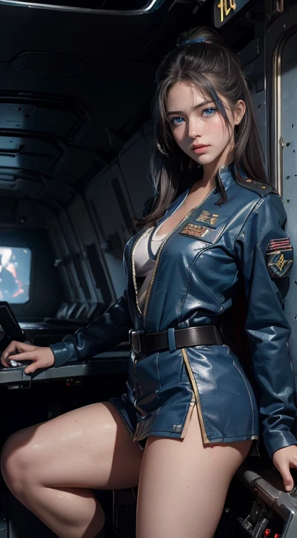 (8K,1080P,textura Realist de la piel,Realist,masterpiece, La Highest quality,High resolution,High resolution:1.5),,Araffes in military uniform standing in front of a Fighter, Pilot Girl, Perfect military composure, かわいいPilot Girl, (SEXY PILOT SUIT, uniform, uniformを着る), Fighter, Aircraft carrier scene, On an aircraft carrier, アメリカair force, air force, military girl, Top Gun Maverick, Fighter, Sexy military pilot outfit, Bae Suzy, Top Gun,Ultra HD, 8K, 1080P.Unreal Engine:1.4,Ultra HD,La Highest quality:1.4, fotorRealist:1.4, Skin Texture:1.4, masterpiece:1.8,First Job, Highest quality,(Beautifully detailed eye depiction),(blue eyes:1.4),(Cinematic:1.4),(白い迷彩uniform:1.4),(Cyberpunk AI1.4),(Cinematic lighting:1.4)