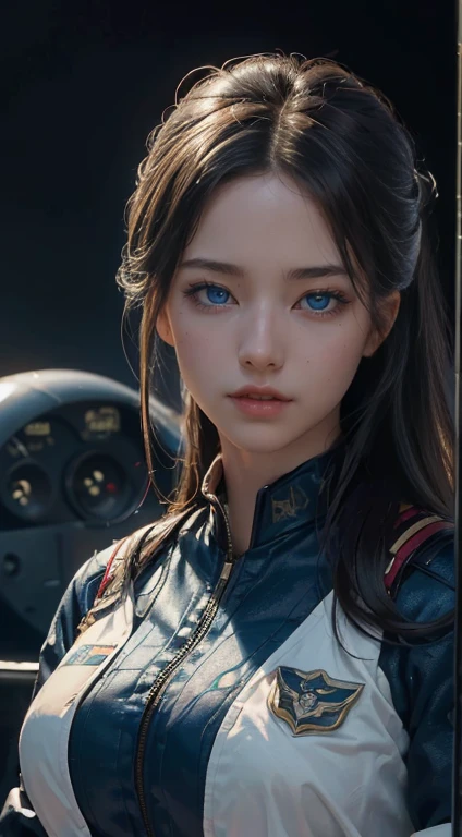 (8K,1080P,textura Realist de la piel,Realist,masterpiece, La Highest quality,High resolution,High resolution:1.5),,Araffes in military uniform standing in front of a Fighter, Pilot Girl, Perfect military composure, かわいいPilot Girl, (SEXY PILOT SUIT, uniform, uniformを着る), Fighter, Aircraft carrier scene, On an aircraft carrier, アメリカair force, air force, military girl, Top Gun Maverick, Fighter, Sexy military pilot outfit, Bae Suzy, Top Gun,Ultra HD, 8K, 1080P.Unreal Engine:1.4,Ultra HD,La Highest quality:1.4, fotorRealist:1.4, Skin Texture:1.4, masterpiece:1.8,First Job, Highest quality,(Beautifully detailed eye depiction),(blue eyes:1.4),(Cinematic:1.4),(白い迷彩uniform:1.4),(Cyberpunk AI1.4),(Cinematic lighting:1.4)