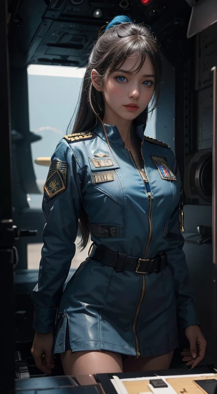 (8K,1080P,textura Realist de la piel,Realist,masterpiece, La Highest quality,High resolution,High resolution:1.5),,Araffes in military uniform standing in front of a Fighter, Pilot Girl, Perfect military composure, かわいいPilot Girl, (SEXY PILOT SUIT, uniform, uniformを着る), Fighter, Aircraft carrier scene, On an aircraft carrier, アメリカair force, air force, military girl, Top Gun Maverick, Fighter, Sexy military pilot outfit, Bae Suzy, Top Gun,Ultra HD, 8K, 1080P.Unreal Engine:1.4,Ultra HD,La Highest quality:1.4, fotorRealist:1.4, Skin Texture:1.4, masterpiece:1.8,First Job, Highest quality,(Beautifully detailed eye depiction),(blue eyes:1.4),(Cinematic:1.4),(白い迷彩uniform:1.4),(Cyberpunk AI1.4),(Cinematic lighting:1.4)