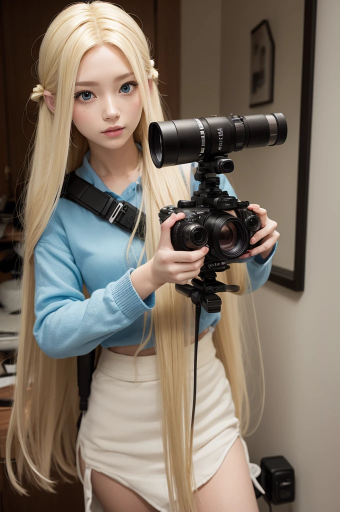 Avatar doll with a camcorder, blonde and long hair 