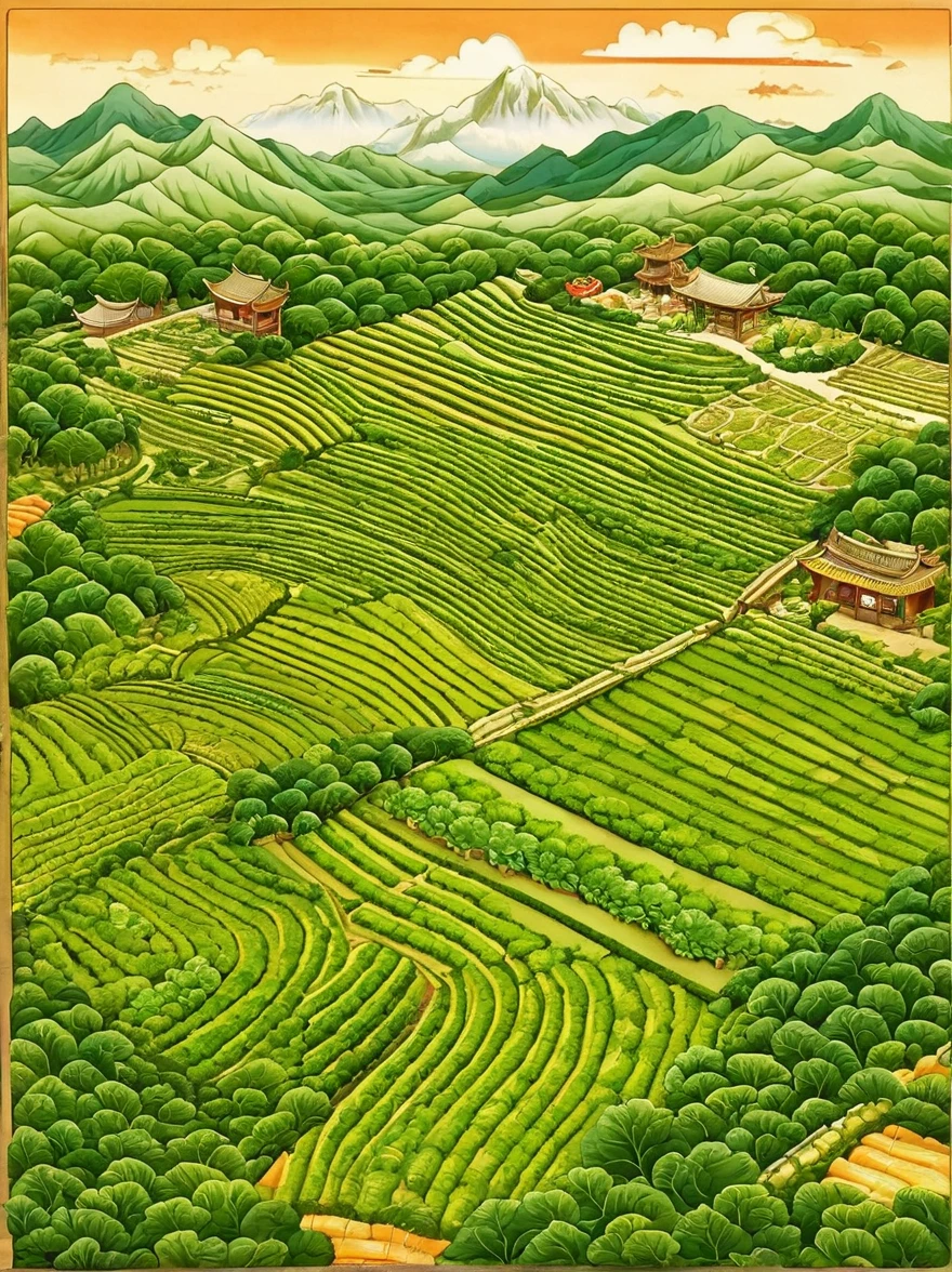 Very detailed,There are vegetables on the land,carrot,Cabbage,There are several lands。antiquity