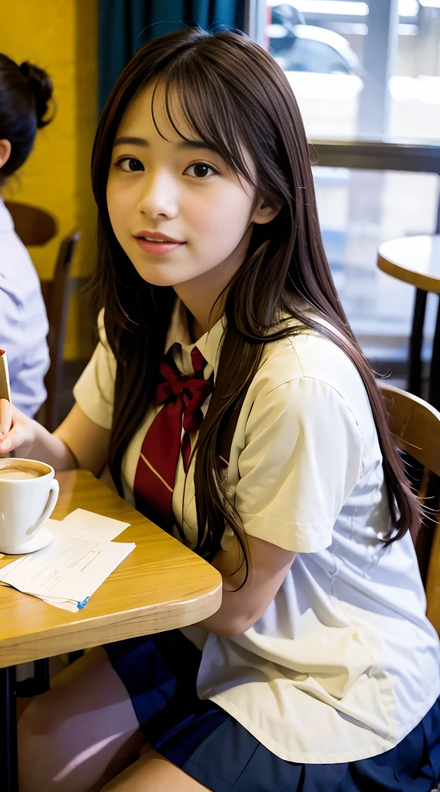 Cafe、high school girl、2people