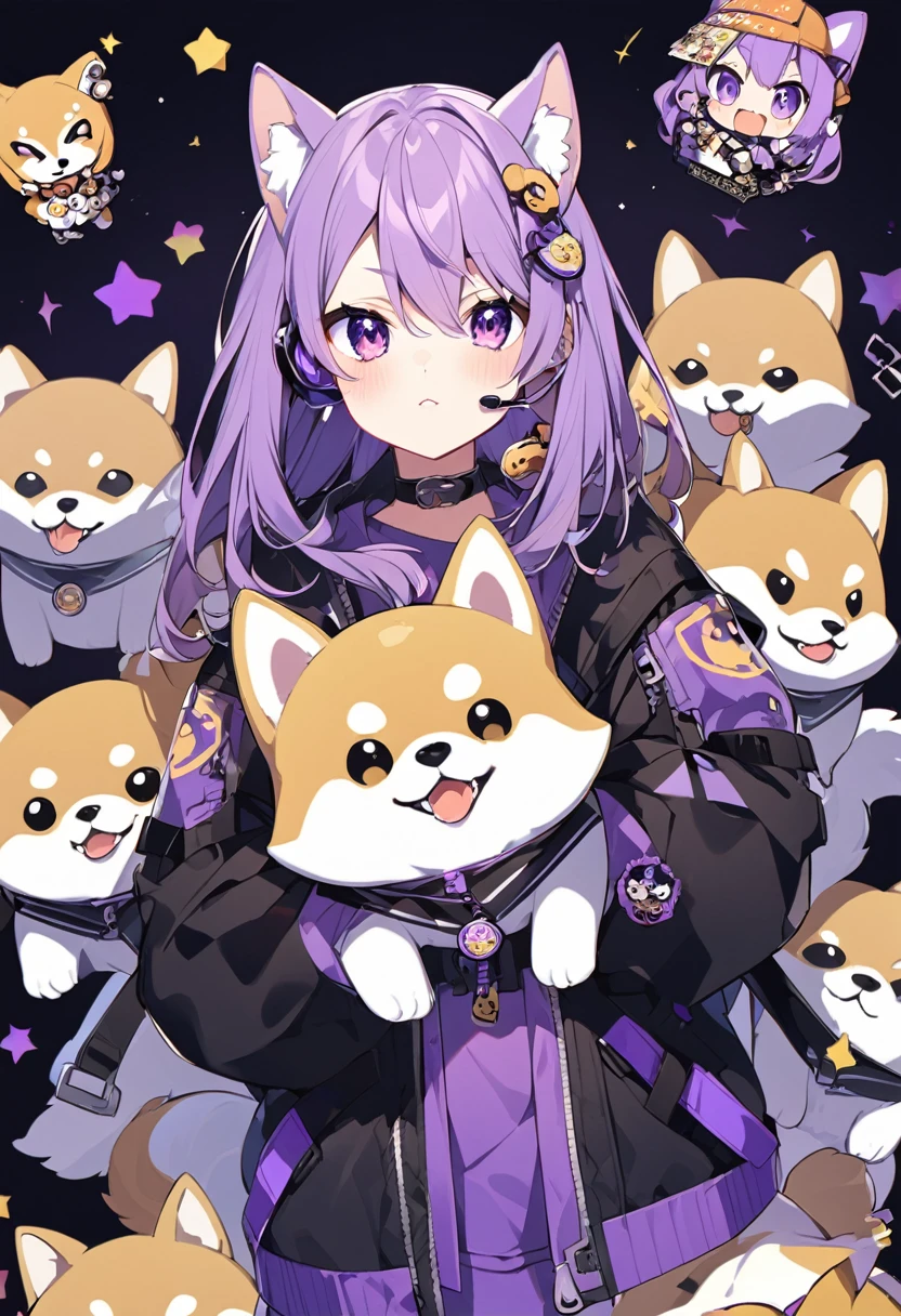 Keito。Purple Eyes。earphone。Shiba Inu Ears