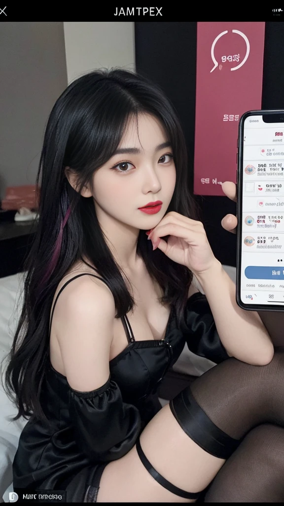  (high quality), (SFW), (vertical split screen:1.6), (Various scans:1.5),  (A middle-aged Korean man enjoying a smartphone chat app with a Korean prostitute. : 1.6), (A man looks at his smartphone and has a non-face-to-face conversation with a woman..:1.4), (The prostitute has colorful dyed hair pulled to one side and pretty face makeup.. : 1.4), (She is a prostitute wearing a feminine dress, stockings and strappy high heels to seduce men.:1.3), her instagram feed, her daily life, her facebook account, Her smartphone display shows followers and a number of Korean adult men chatting with her., Chat language is English., The man is waiting for her answer, Each pop-up window is displayed.., chat history, Online Profiles and Photos, And the man asks her to chat on the smartphone screen.. He and she take turns messaging on a chat app.., her time is night,