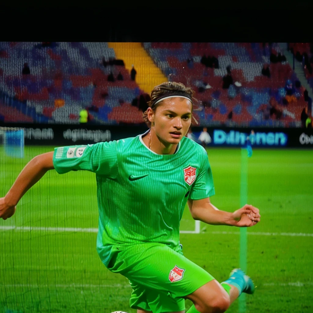 arafed soccer player in green uniform on television playing soccer, 8k scan hq, very very low quality picture, 8 k scan, 8k scan, low quality photo, hq 8k scan, inspired by Pál Balkay, 8k uhd scan, 8k no blur, 8k film scan, 4k scan, 4 k scan