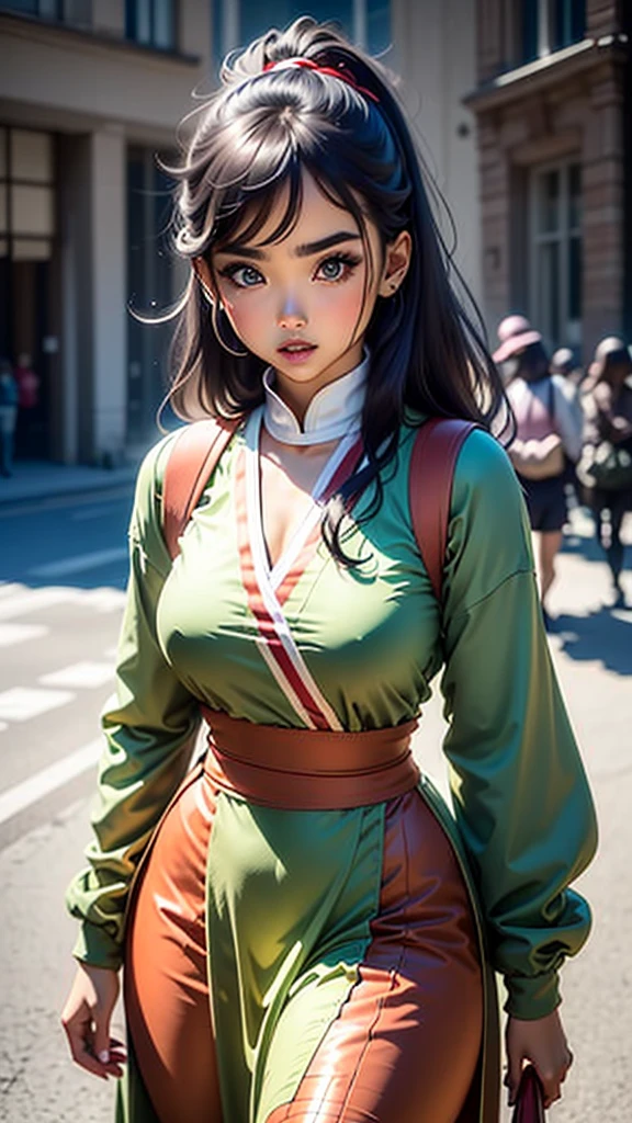 Best Quality, Masterpiece, cinematic lighting, intricate, simple background, detailed face, whole body, (describe:1.2), (pop art:1.3), line art, , , 1 girl, session, hanfu, ski style,, ,  