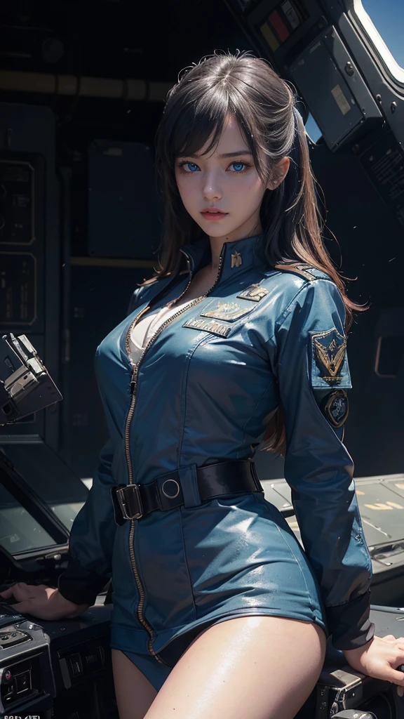 (8K,1080P,textura Realist de la piel,Realist,masterpiece, La Highest quality,High resolution,High resolution:1.5),,Araffes in military uniform standing in front of a Fighter, Pilot Girl, Perfect military composure, かわいいPilot Girl, (SEXY PILOT SUIT, uniform, uniformを着る), Fighter, Aircraft carrier scene, On an aircraft carrier, アメリカair force, air force, military girl, Top Gun Maverick, Fighter, Sexy military pilot outfit, Bae Suzy, Top Gun,Ultra HD, 8K, 1080P.Unreal Engine:1.4,Ultra HD,La Highest quality:1.4, fotorRealist:1.4, Skin Texture:1.4, masterpiece:1.8,First Job, Highest quality,(Beautifully detailed eye depiction),(blue eyes:1.4),(Cinematic:1.4),(白い迷彩uniform:1.4),(Cyberpunk AI1.4),(Cinematic lighting:1.4)