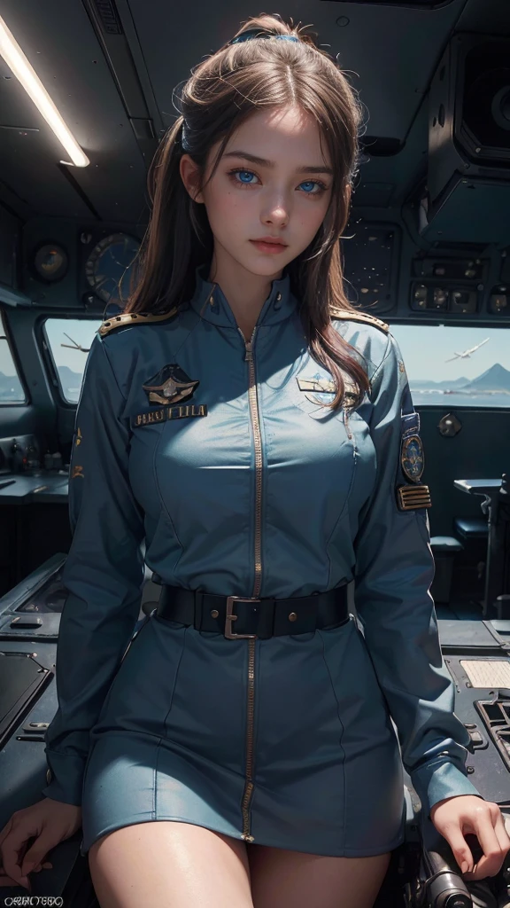 (8K,1080P,textura Realist de la piel,Realist,masterpiece, La Highest quality,High resolution,High resolution:1.5),,Araffes in military uniform standing in front of a Fighter, Pilot Girl, Perfect military composure, かわいいPilot Girl, （SEXY PILOT SUIT, uniform, uniformを着る）, Fighter, Aircraft carrier scene, On an aircraft carrier, アメリカair force, air force, military girl, Top Gun Maverick, Fighter, Sexy military pilot outfit, Bae Suzy, Top Gun,Ultra HD, 8K, 1080P.Unreal Engine:1.4,Ultra HD,La Highest quality:1.4, fotorRealist:1.4, Skin Texture:1.4, masterpiece:1.8,First Job, Highest quality,（Beautifully detailed eye depiction）,(blue eyes:1.4),(Cinematic:1.4),(白い迷彩uniform:1.4),(Cyberpunk AI1.4),(Cinematic lighting:1.4)