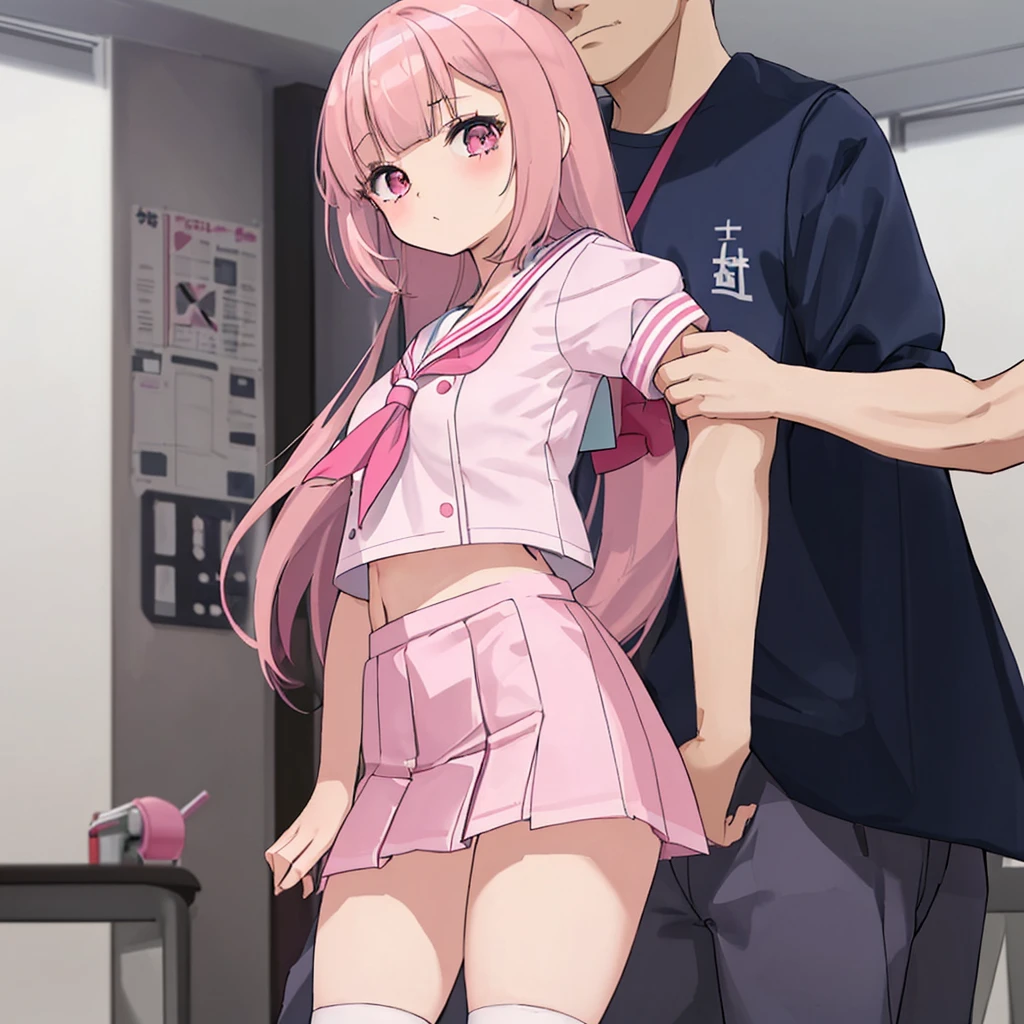 A pink-haired high school girl in a sailor uniform receives a vaccination、A man grabs your arm、Take the syringe and stick it into your upper arm.。.