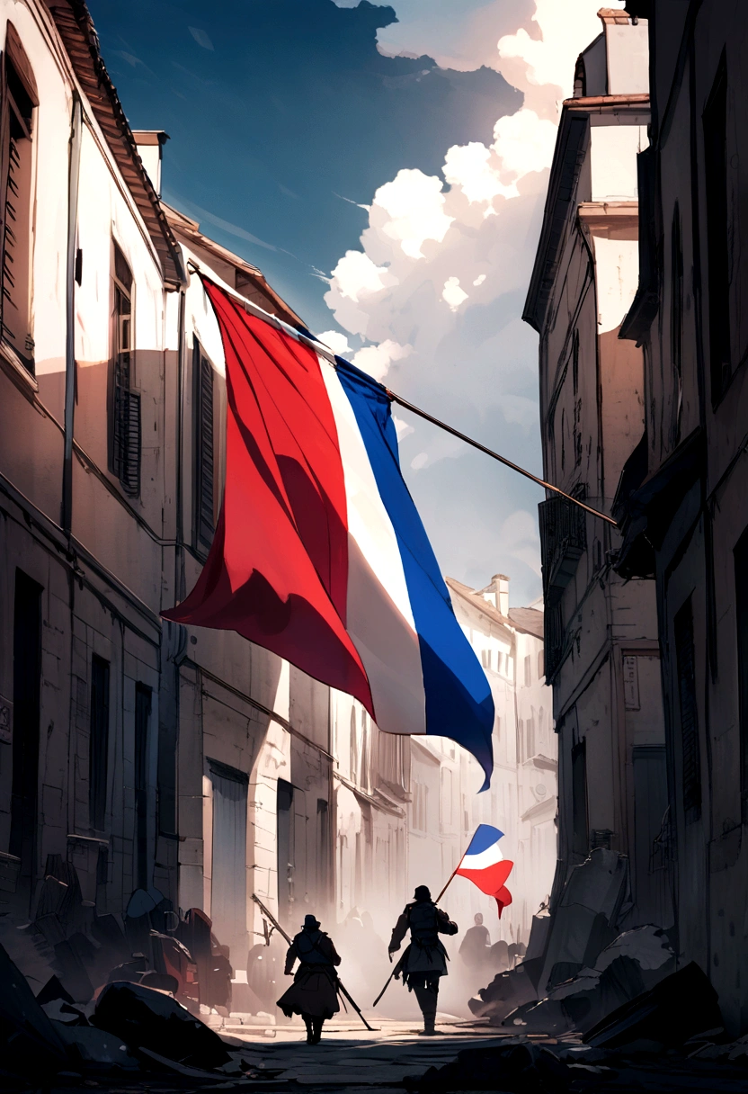 Flag of France with the inscription RN