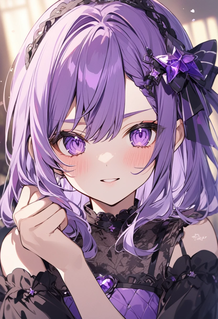 Keito。Purple Eyes。Amethyst hair accessory