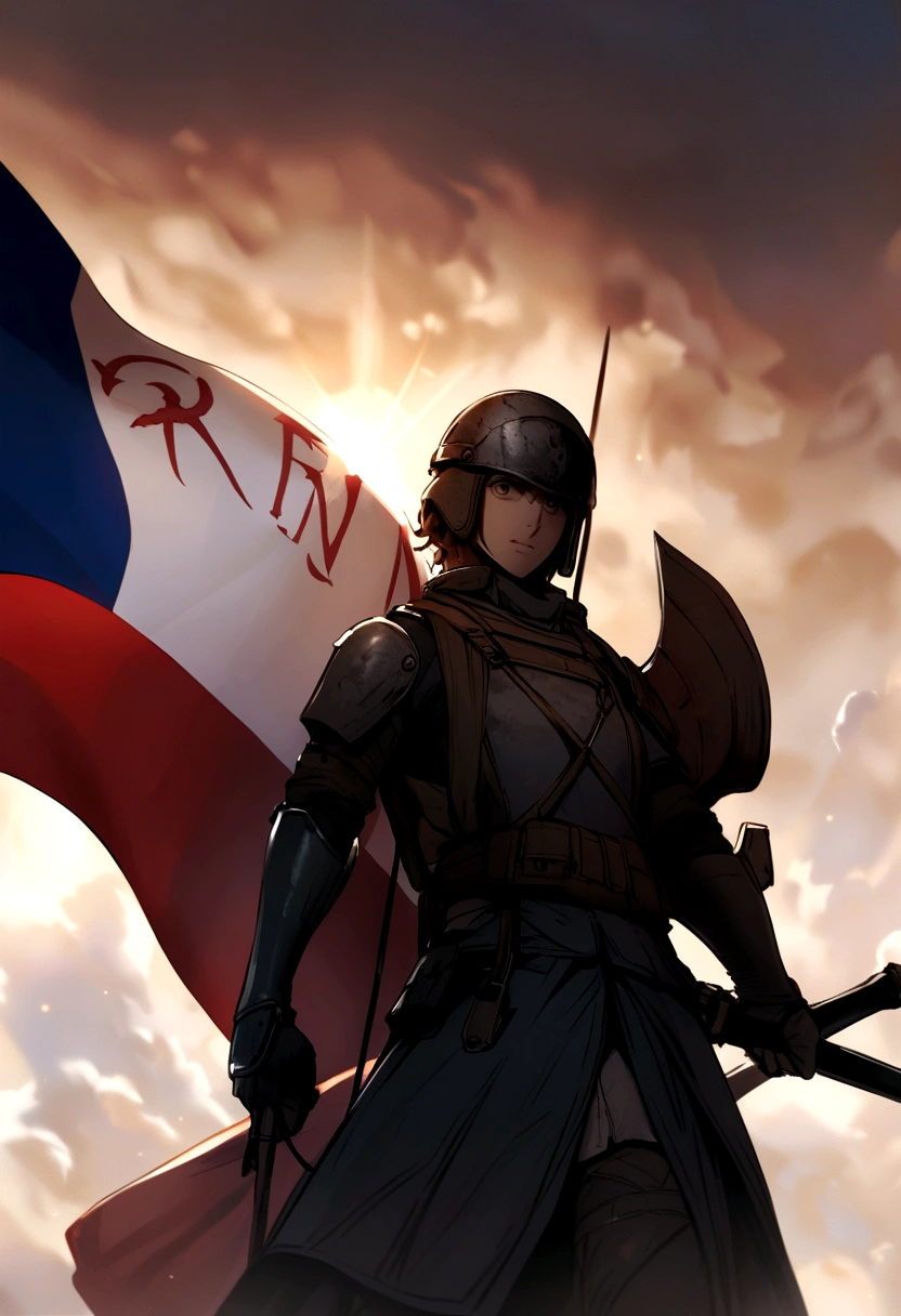 Flag of France with the inscription RN