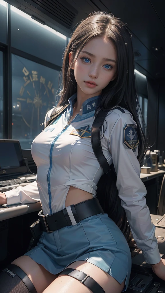 (8K,1080P,textura Realist de la piel,Realist,masterpiece, La Highest quality,High resolution,High resolution:1.5),,Araffes in military uniform standing in front of a Fighter, Pilot Girl, Perfect military composure, かわいいPilot Girl, (SEXY white camouflage pilot suit, uniform, uniformを着る), Fighter, Aircraft carrier scene, On an aircraft carrier, アメリカair force, air force, military girl, Top Gun Maverick, Fighter, White camouflage military pilot uniform, Bae Suzy, Top Gun,Ultra HD, 8K, 1080P.Unreal Engine:1.4,Ultra HD,La Highest quality:1.4, fotorRealist:1.4, Skin Texture:1.4, masterpiece:1.8,First Job, Highest quality,(Beautifully detailed eye depiction),(blue eyes:1.4),(Cinematic:1.4),(白い迷彩uniform:1.4),(Cyberpunk AI1.4),(Cinematic lighting:1.4)、 (Small breasts, beautiful breasts)、Sexy pose
